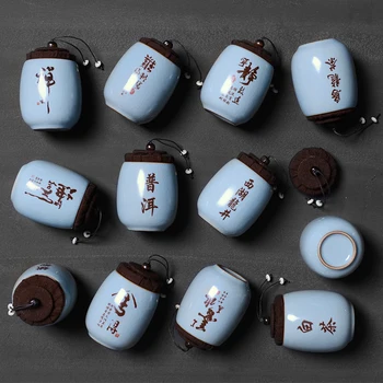

High Quality Mini Bottle With Cover Ceramic Tea Box Sealed Storage Jars Mini Tea Pot Kitchen Storage Bottles Salt Sugar Boxes