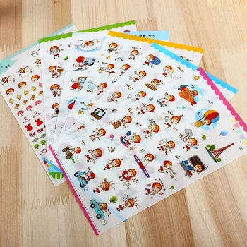 

18 Sheets/lot DIY Cute Kawaii Cartoon PVC Sticker Cute Girl Travel For Kids Toys Gift Scrapbooking Diary Decor Stationery