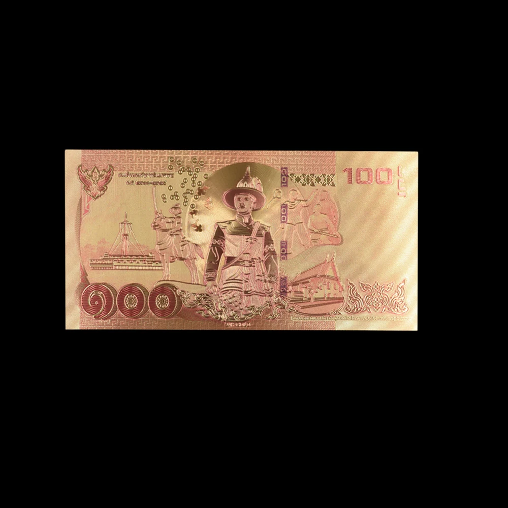 10 шт тайские банкноты 100 БАТОВ в 24k позолоченные оптовая продажа золотой