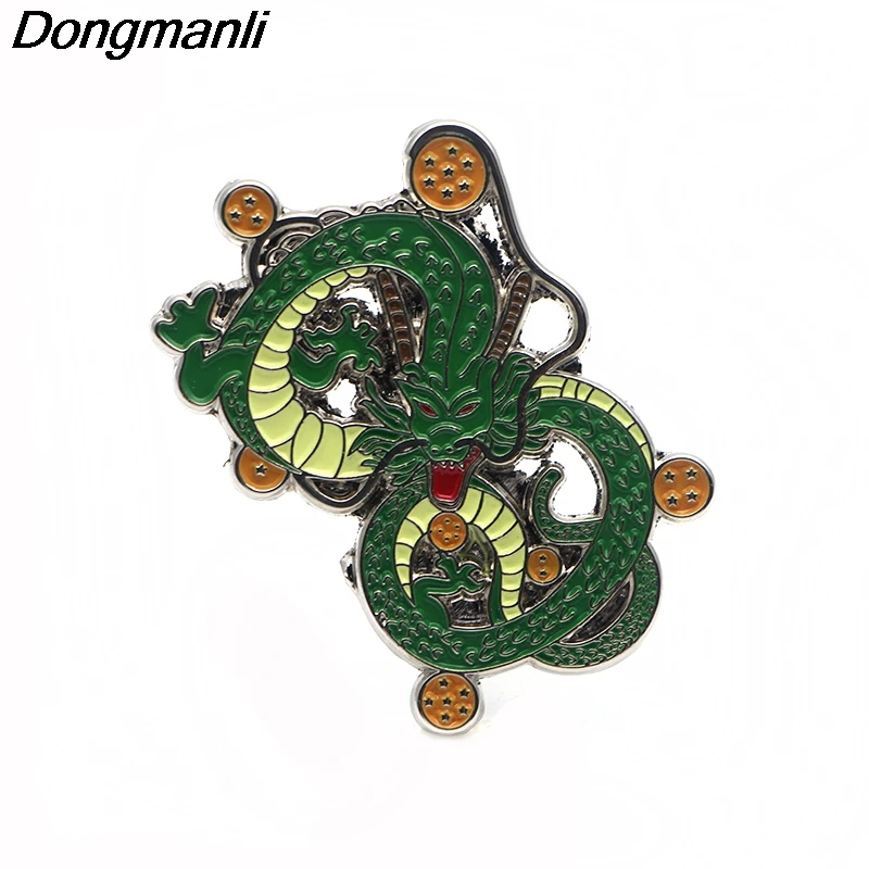 

P2401 Dongmanli 20pcs/lot wholesale Anime Dragon Ball Shenron Metal enamel Hat pin Brooches Dragon Bag for Badge kids gifts