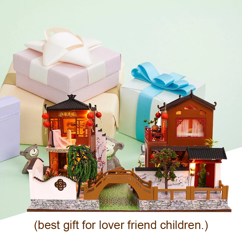 CUTEBEE DIY Dollhouse Wooden doll Houses Miniature Doll House Furniture Kit Casa Music Led Toys for Children Birthday Gift L902