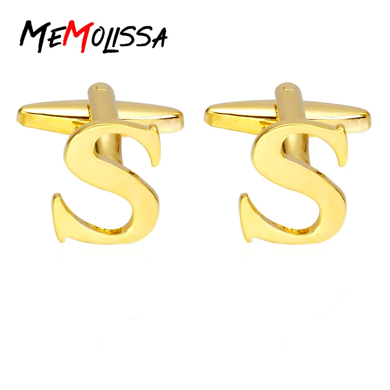 

MeMolissa Gold Letter S Design Cufflinks High Quality Men's Cuff Button Trendy Personality Fashion French Men's Shirt Jewelry