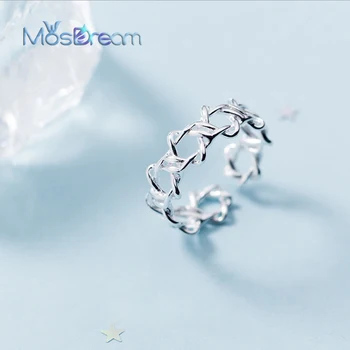 

MosDream Hexagram Simple s925 Sterling Silver Ring Female Art Small Fresh Star Ring for Women Daily Elegant Jewelry Gift