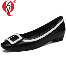 ZVQ/Женская обувь на плоской подошве с квадратным носком; обувь с закрытым носком; Новинка года; сезон весна; обувь из натуральной кожи смешанных цветов с пряжкой спереди