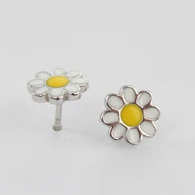 925 стерлингового серебра модные Желтые ромашки серьги гвоздики для детей или aldults цветок серьги гвоздики ювелирные изделия