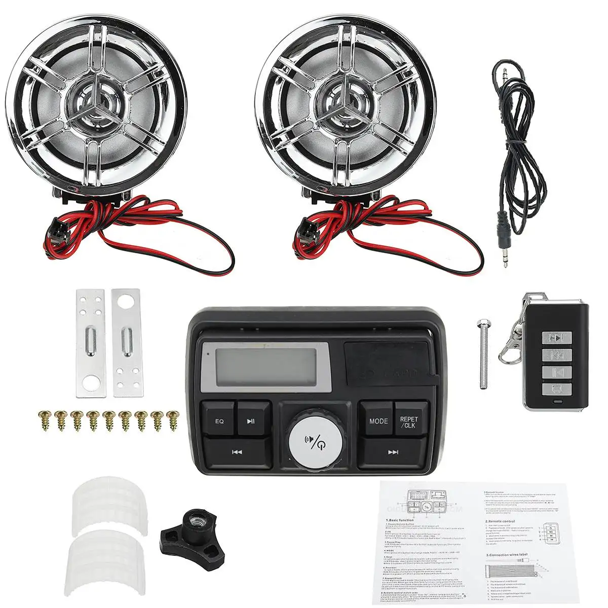 

Bluetooth SD FM Radio Motorcycle ATV Handlebar Audio System USB Radio Stereo MP3 Speakers For Kawasaki/Honda/Suzuki