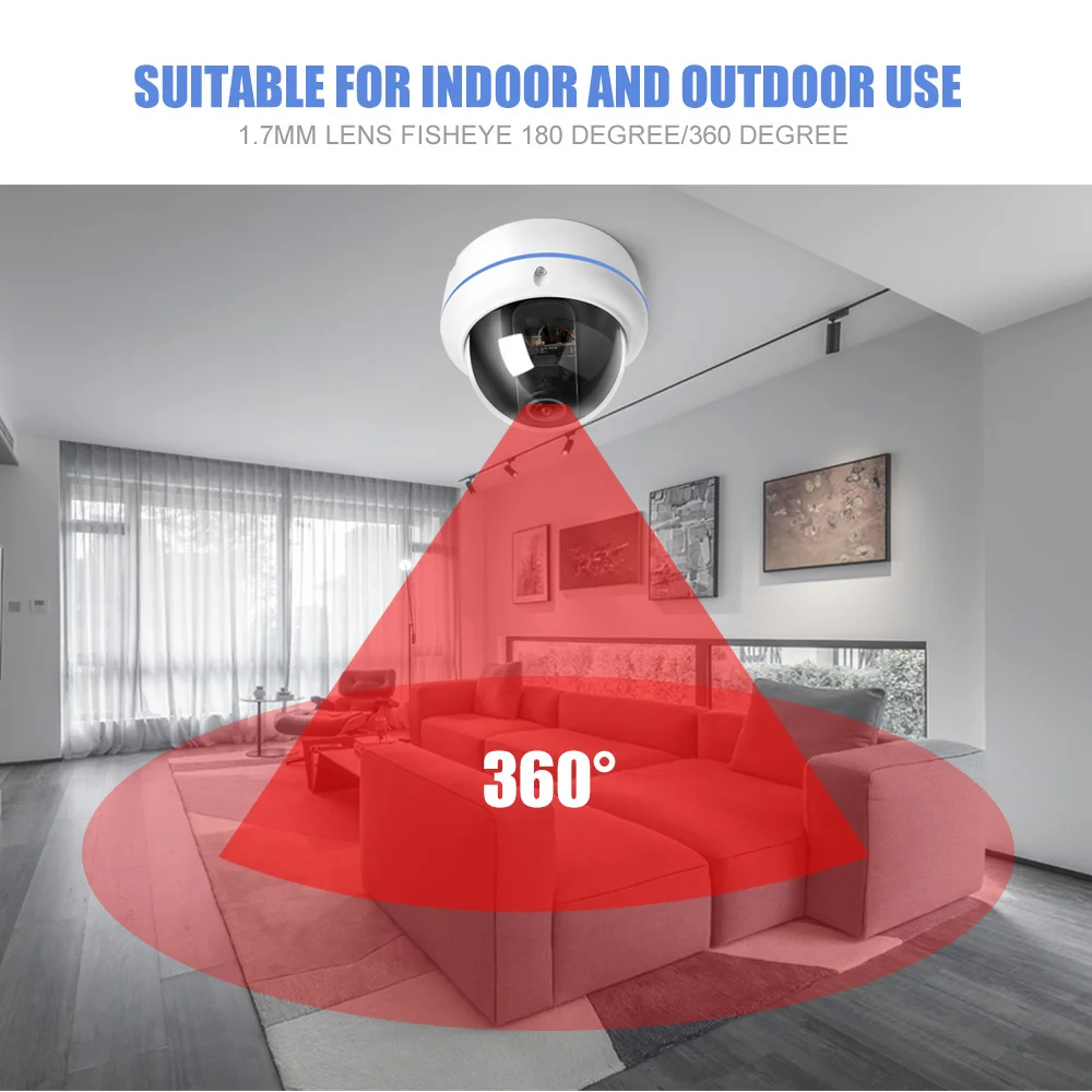  HD 1080P 3MP 4MP POE IP Camera Outdoor 1.7mm Fisheye Lens Panoramic Dome Camera P2P APP Onvif XMEye - 33030657545