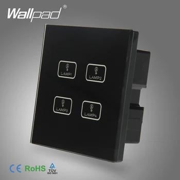 

Intelligent 4 Gang Touch New Design Wallpad Black Tempred Glass Switch LED Light 4 Gang Touch Screen Sensor Light Wall Switch