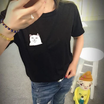

T shirt women brand summer naughty white cat 3D t shirt women lovely cartoon shirt Good quality comfortable brand cotton shirts