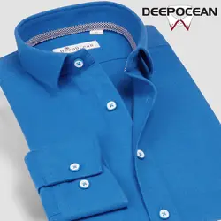 Deepocean модные Для мужчин рубашка хлопок плюс Размеры рубашка Для мужчин одежда Топы Повседневное Бизнес Lesiure Camisa De Hombre