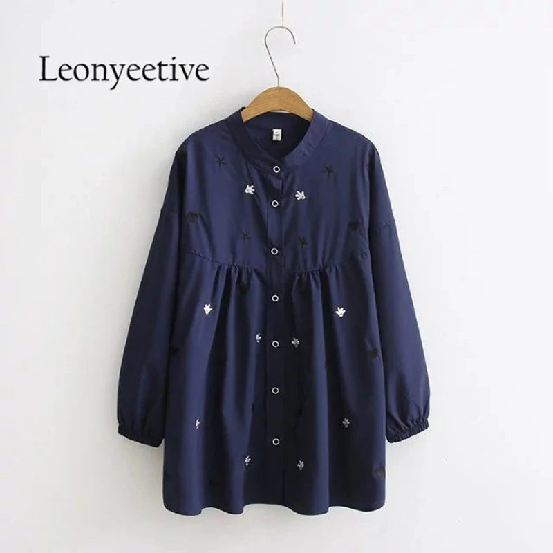 oversize shirt 2017 autumn big size Women long Shirt Blouses Style Clothing Full Sleeve Ladies Shirts plus size 4xl