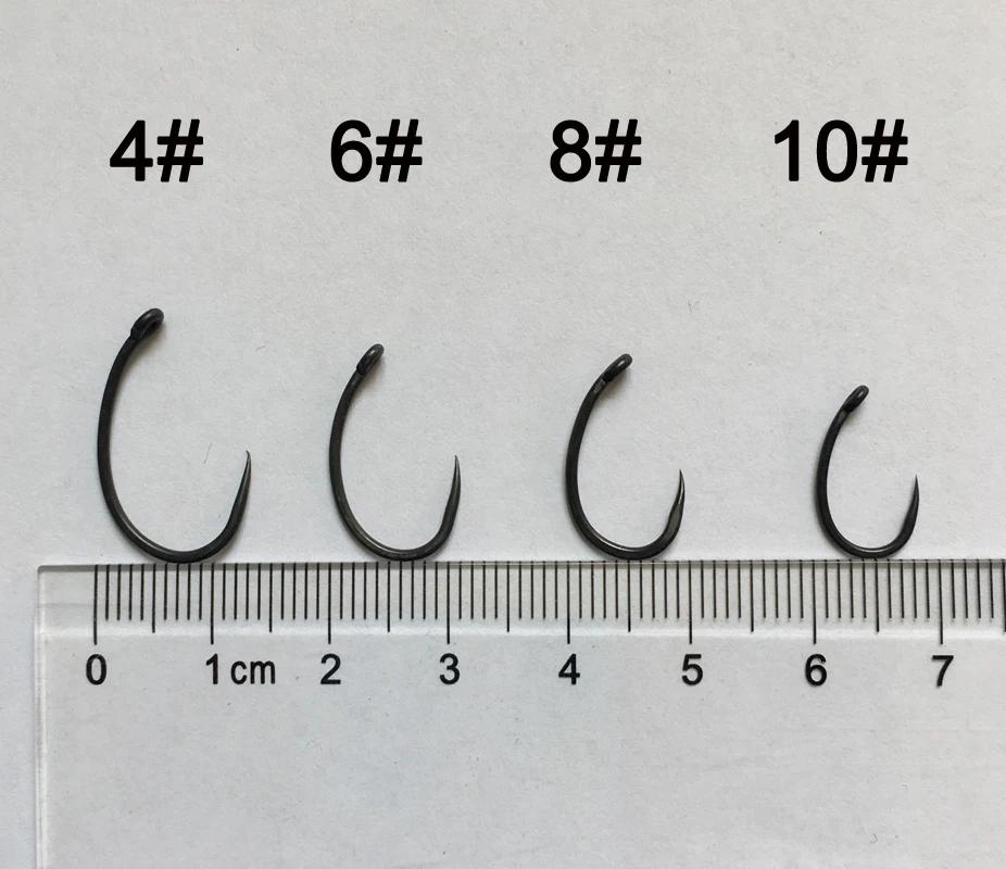 100 x широкий зазор Barbless с изогнутым хвостовиком и офф установкой в различных цветах-Крючки для карпа с тефлоновым покрытием, рыболовные крючки, рыболовный крючок