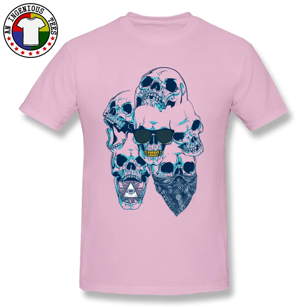 Skull Gangsta Pure Cotton T-Shirt for Men Short Sleeve Cool Tops Shirts 2018 New Fashion Summer Round Neck Tshirts Normal Skull Gangsta pink