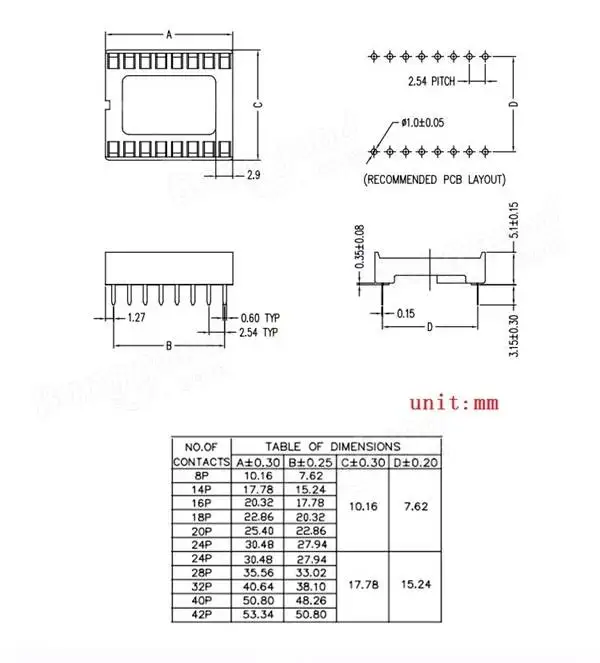 10pcs 16 Pins 2.54mm DIP Straight Plug Double Row Circular Hole IC Socket Connector Adaptor Solder Type Chip Base