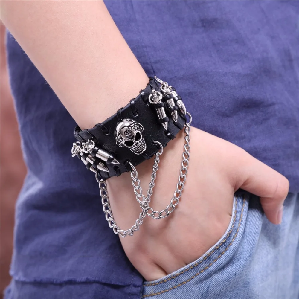 2017 Браслеты & Череп Мужчины ювелирные изделия браслет Pulseira masculina Mujer feminina мужчины