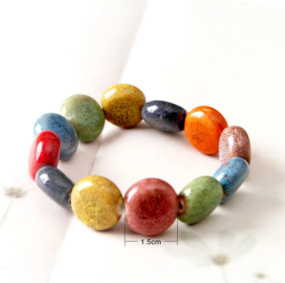 Women's Fashion Ceramic Bracelets Trendy Simple Sweet Style Round Beaded Strand Bracelet For Lady Girls Birthday Gifts 2018 New (6)