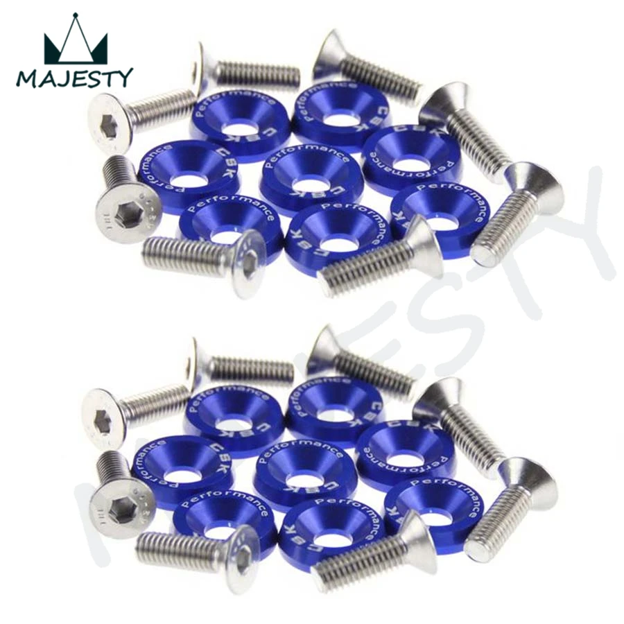16PCS M6 WIDE HEX SCREW BOLT BUMPER FENDER WASHER ANODIZED ALUMINUM bluein Nuts & Bolts from