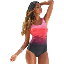 PLUSLAND танкини летние сексуальные женские бикини Градиент Крест-накрест сзади цельные купальные костюмы низкий воротник квадратный вырез пляжная одежда