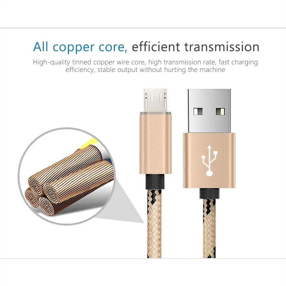 NOHON Nylon Micro USB Fast Charge Data Cable Android Phone For Samsung Galaxy S7 S6 Edge Huawei Xiaomi Oppo Charger Sync Cables (3)