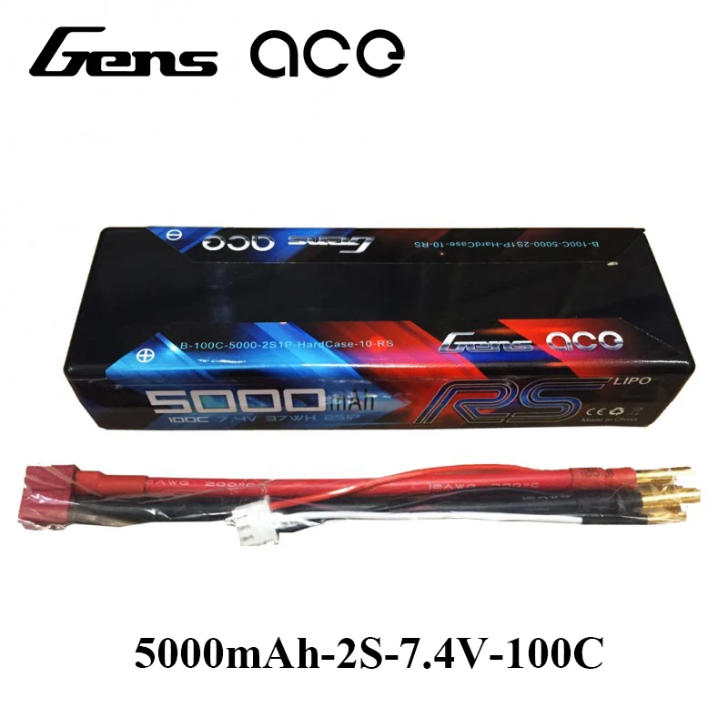 

Gens ace Lipo Battery 7.4V 5000mAh 100C-200C Lipo 2S Batteries Pack Deans Plug for HPI Vaterra Ofna Kyosho RC Car