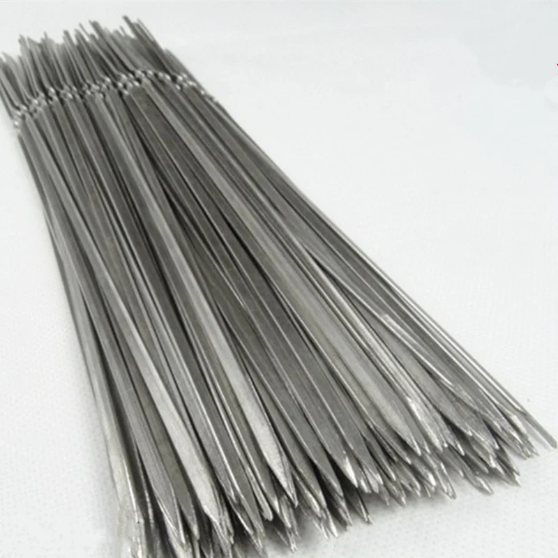 15pcs Reusable flat stainless steel barbecue skewers bbq Needle stick  For outdoor camping picnic tools cooking tools