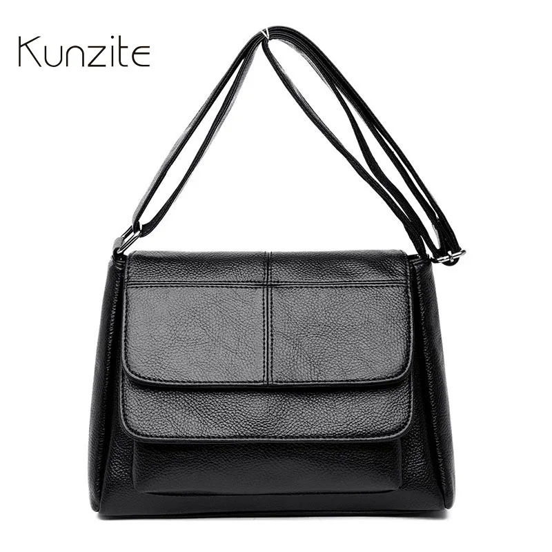 

Women Leather Messenger Bags High Quality Black Color Shoulder Bag 2019 Famous Brands Designer Crossbody Bag for Ladies and Girl