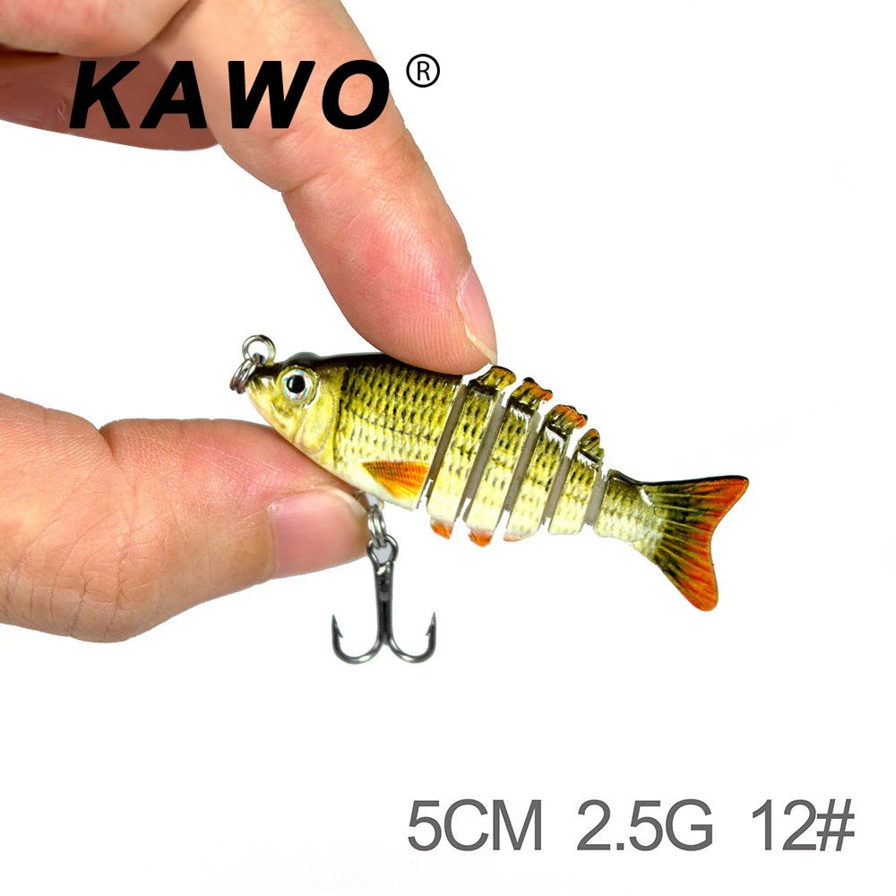 Señuelo de Pesca KAWO, señuelo duro de 5 cm 2,5G, señuelo de Pesca de 6 segmentos, señuelo de Pesca, cebo de Pesca de alta calidad, agua dulce Señuelo de Pesca KAWO, señuelo duro de 5 cm 2,5G, señuelo de Pesca de 6 segmentos, señuelo de Pesca, cebo de Pesca de alta calidad, agua dulce