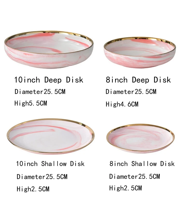Набор из 2 человек, керамическая обеденная тарелка с Розовым Мрамором, миска для риса, салата, лапши, тарелки для супа, наборы посуды, кухонная посуда, инструмент для приготовления пищи