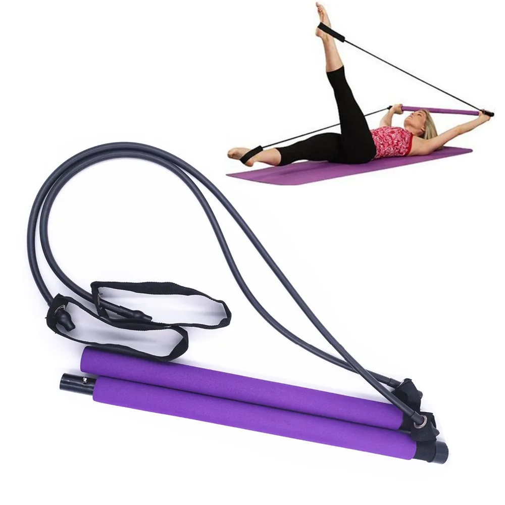 

Portable Pilates Bar Resistance Band Toning Bar for Home Gym Stick Fitness Strength Yoga Exercise Equipment with Workout Guide