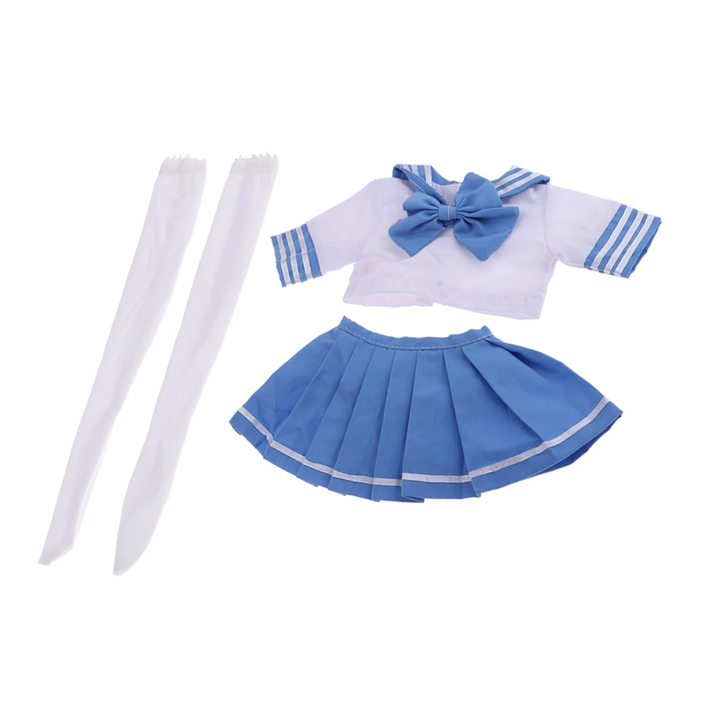 Милый костюм школьной формы в школьном стиле, синяя плиссированная юбка, топы, чулки для 1/3, BJD, модные аксессуары для девочек