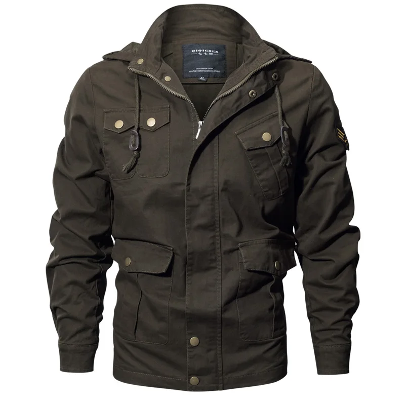 Мужские куртки-бомберы в стиле милитари на весну и осень, тактическая куртка, ветровки, куртка в стиле армейских ВВС, теплая куртка с капюшоном, пальто