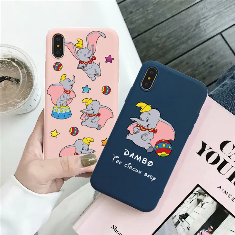 

JAMULAR Cute Elephant Dumbo Case Cover For iPhone XS MAX XR X 7 8 6 6s Plus Fashion Soft Silicone Back Cover For iPhone XR Coque