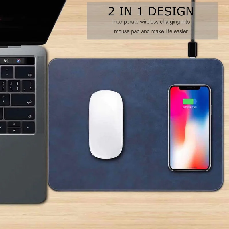 Беспроводное зарядное устройство 2 в 1 Qi коврик для мыши Коврик iPhone X XR XS Max 8 Plus Samsung