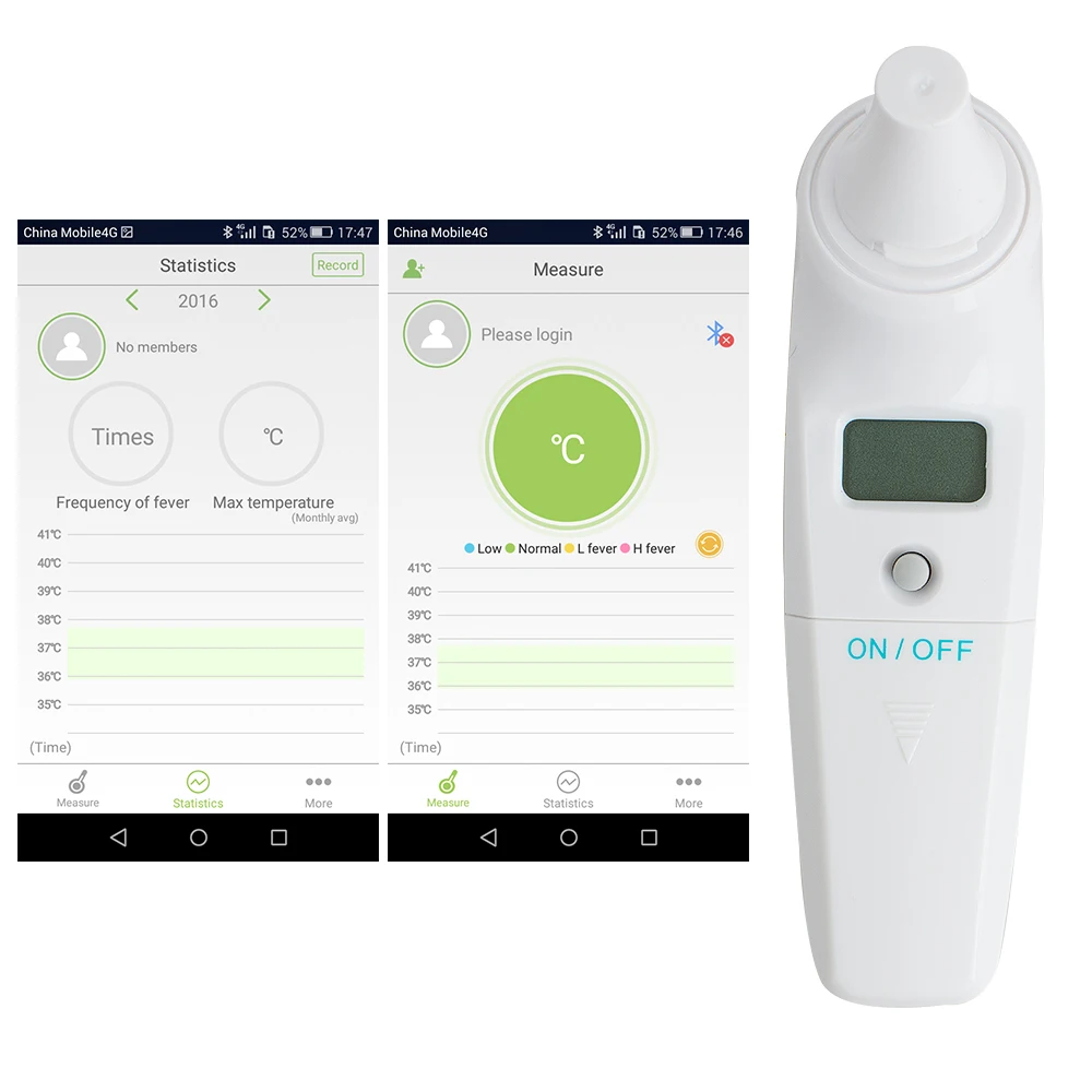 

Hot! Smart Bluetooth 4.0 Infrared forehead Ear thermometer monitor with APP for IOS AndroidSmart