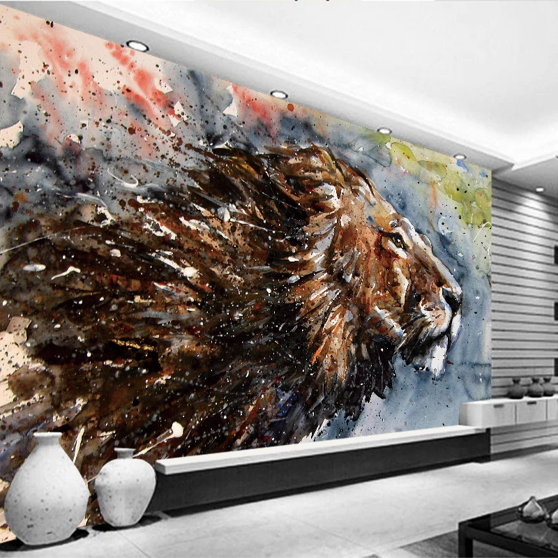Пользовательские фото Paintting обои Холст Современные животные Лев стены гостиной спальня ТВ фон художественная Фреска домашний декор