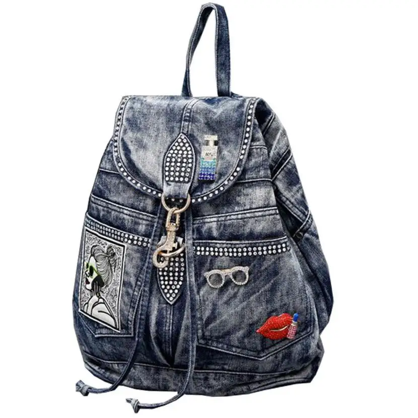 

Women's Backpack Luxury Fashion Denim Casual Bags Women Travel Casual Backpacks Hot Sale Multi-Function Vintage Backpack