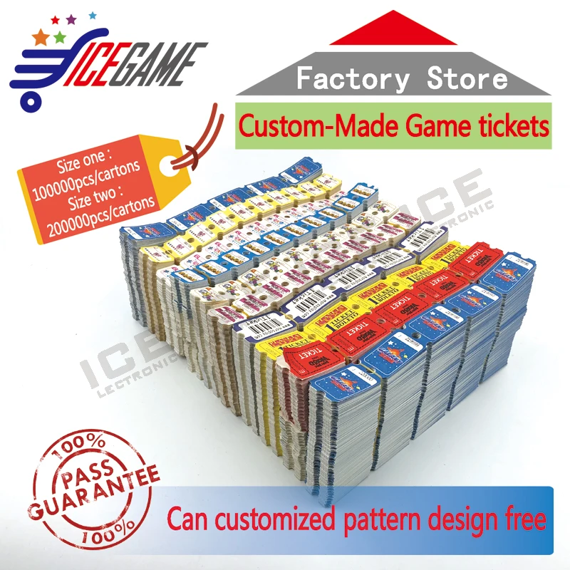 arcade game machine tickets amusement park gift tickets 180g custom custom made tickets