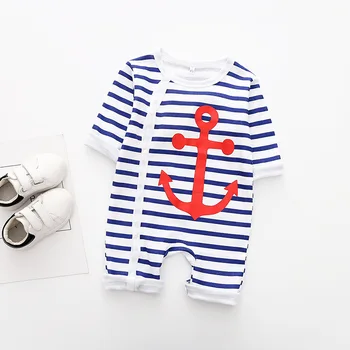 

Long Sleeved Striped Sailor Baby Clothes Rompers Cotton Kids Jumpsuits Daddy Mummy & me Cartoon Elephant /Giraffe Animal Outfit
