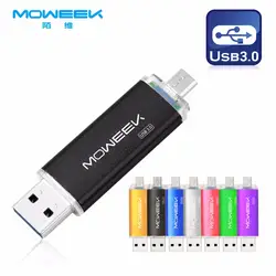 Moweek OTG USB 3.0 Flash Drive 128 ГБ высокое Скорость металла флешки Настоящее Ёмкость 8 ГБ 16 г 32 ГБ 64 ГБ накопитель Бесплатная доставка Memory Stick