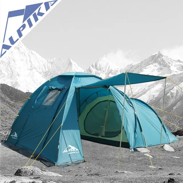Best price at $126 Cheap ALPIKA big family outdoor camping tent double multiplayer antirainstorm tourism field equipment 1hall 1room tent with snow skirt