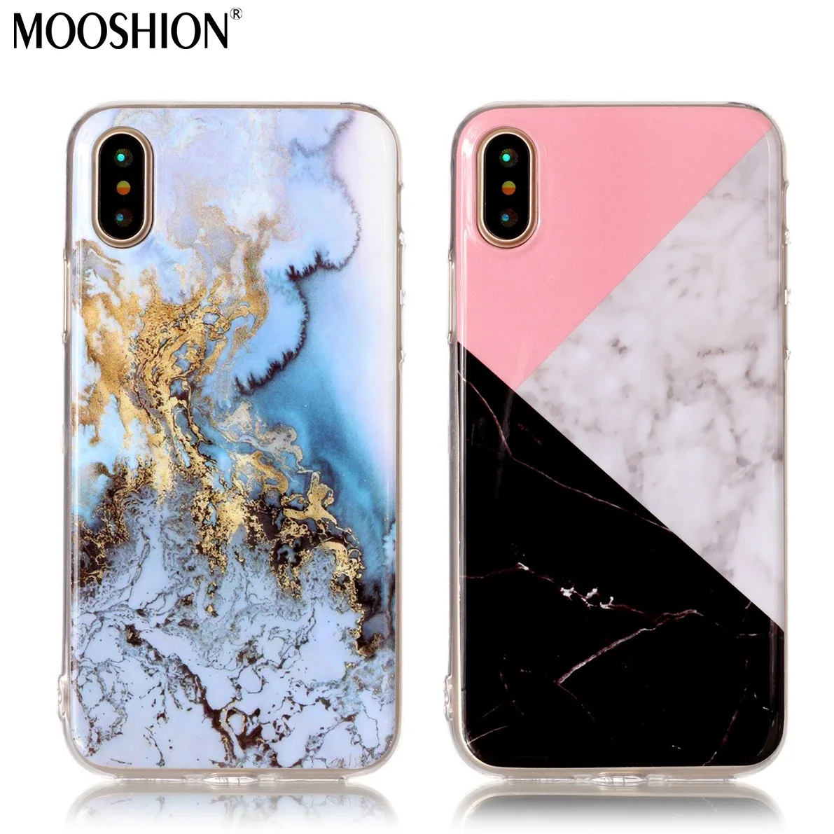 Модный мраморный чехол MOOSHION для Apple iPhone X классический черный белый розовый