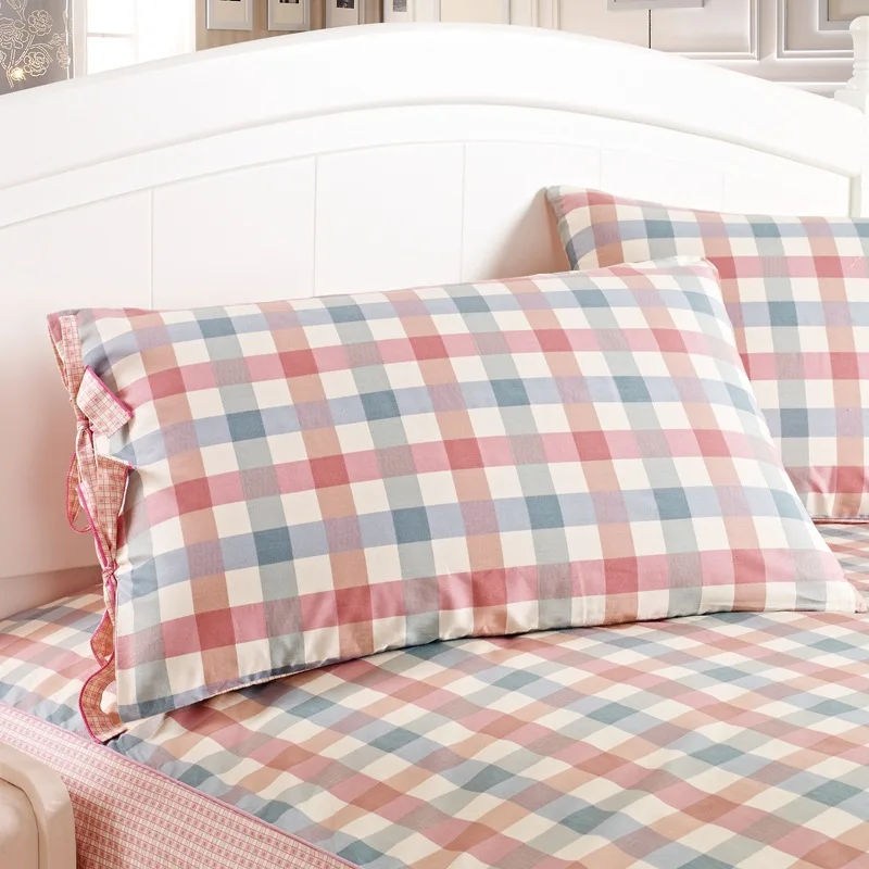 2 Pieces 74x48 CM Comfortable Cotton Pillow Cases Lace Decorative