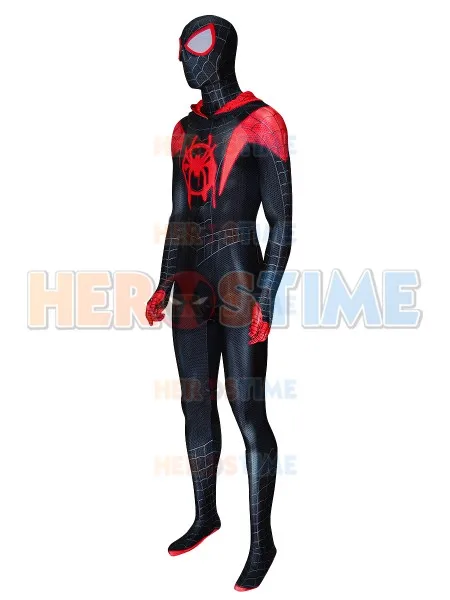 Костюмы Человека-паука Майлз Моралес костюм Человека-паука с Гвен Стейси капюшон спандекс костюм для костюмированой Вечеринки На Хэллоуин для взрослых/детей/на заказ