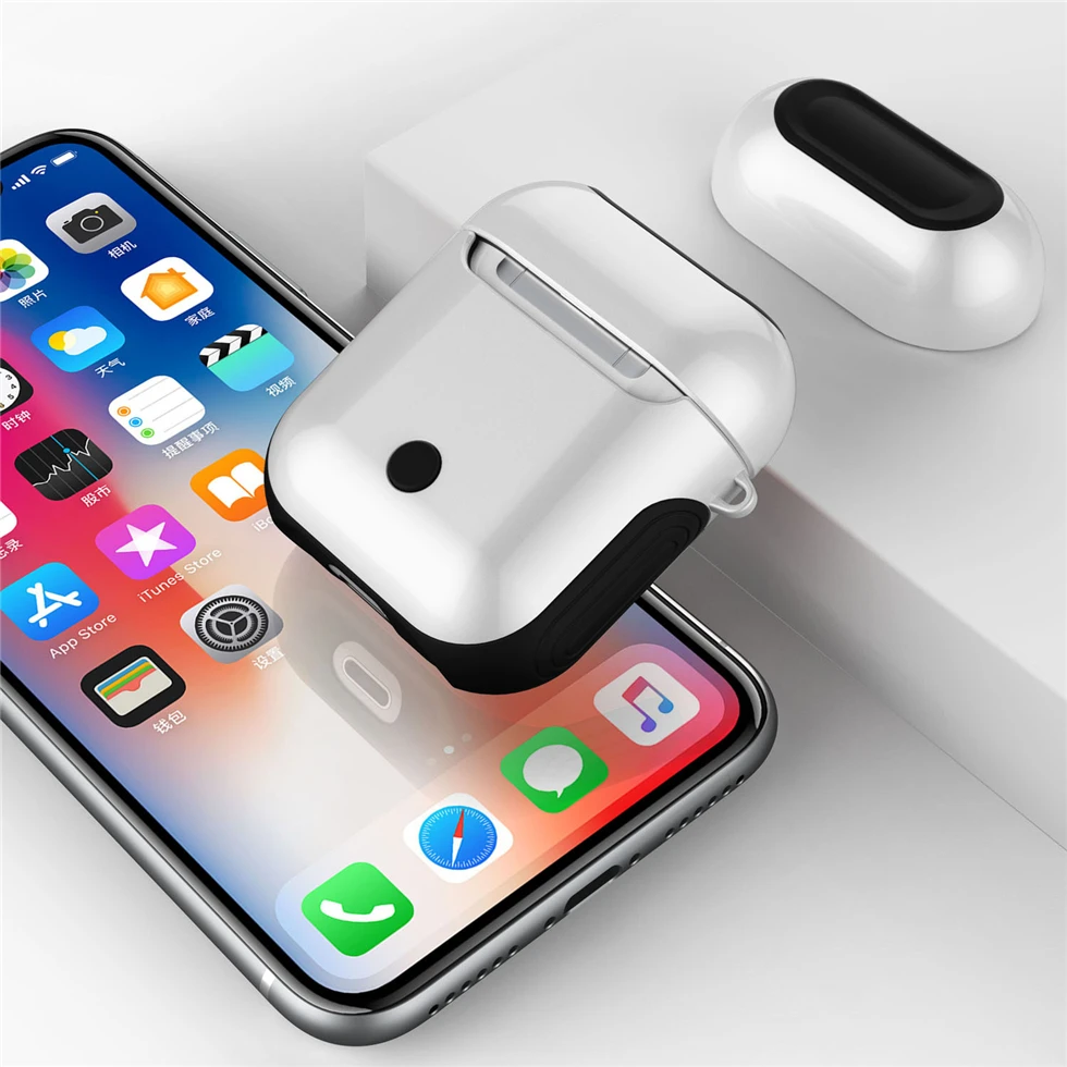 Inoher для Apple Airpods чехол для Bluetooth беспроводные наушники антидетонационный глянцевый защитный чехол для Air pods зарядная коробка