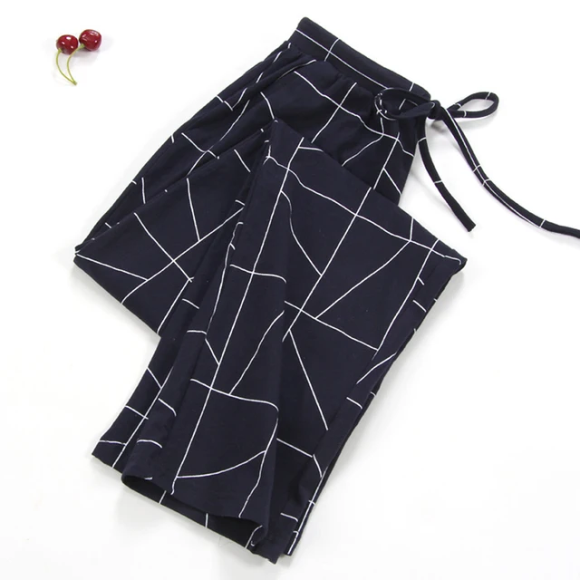 US $9.72 Lady Sleep Bottoms 100% Cotton Pajama Pants Women Piyamas Trousers Woven Lounge Pants Comfortable P