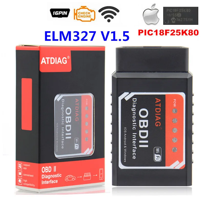 ELM327 WiFi с чипом PIC18F25K80 беспроводной OBDII диагностический инструмент для IPhone/Android/PC ELM 327 V1.5 автоматический сканер - Цвет: ATDIAG WIFI 1.5