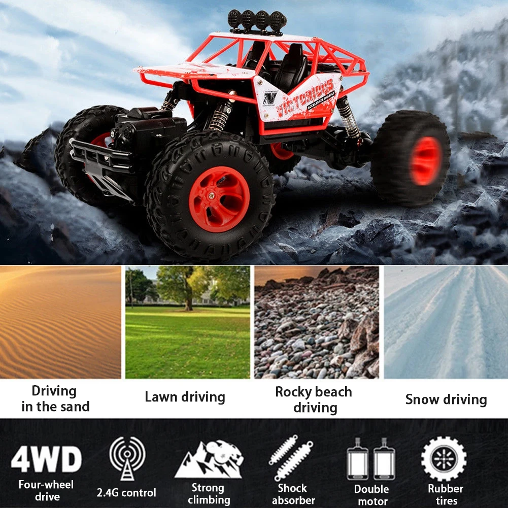 

2018 New 1: 16 RC Car 2.4G 4CH 4WD Rock Crawler 4x4 Driving Car Double Motors Drive Remote Control Car Model