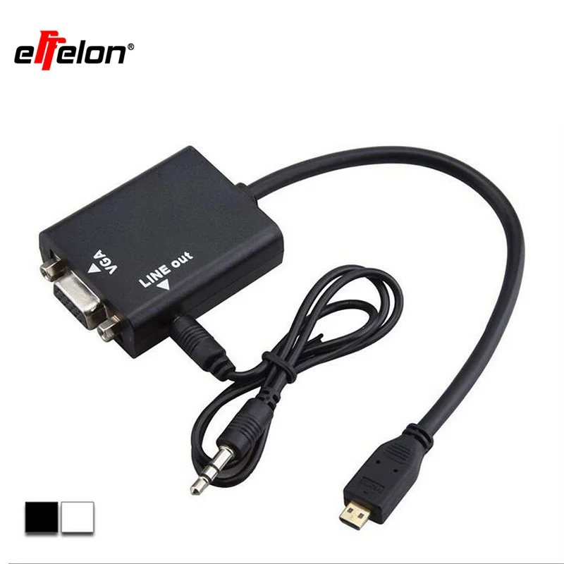 Effelon 1080P Micro HDMI to VGA with Audio Cable Micro
