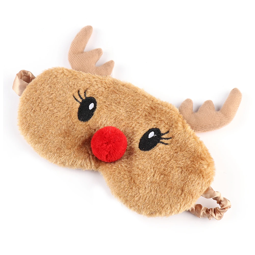 Милые Рождественские сувениры, покрывающие глаза оленя, плюшевая ткань, натуральная мягкая маска для сна, повязка для глаз, зимний мультяшный ворс, тени для глаз