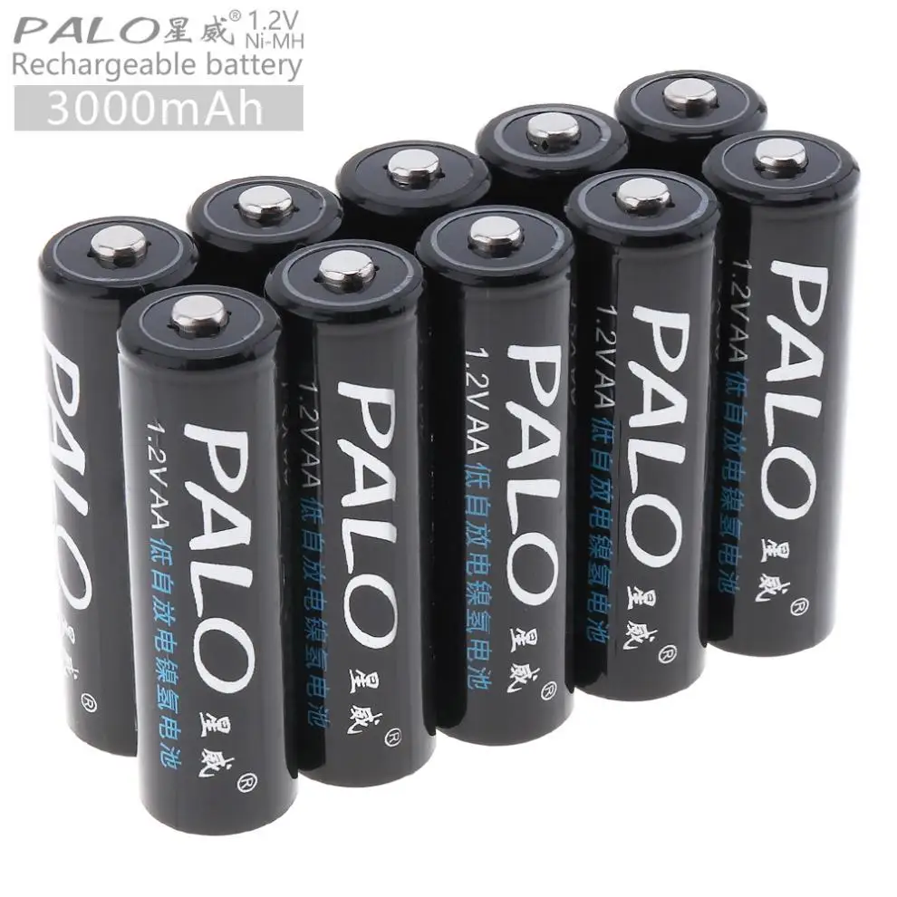 

PALO 10pcs 1.2V AA 3000mAh Ni-MH Rechargeable Battery with 5A Charging Current for Remote Control / Toy / Camera